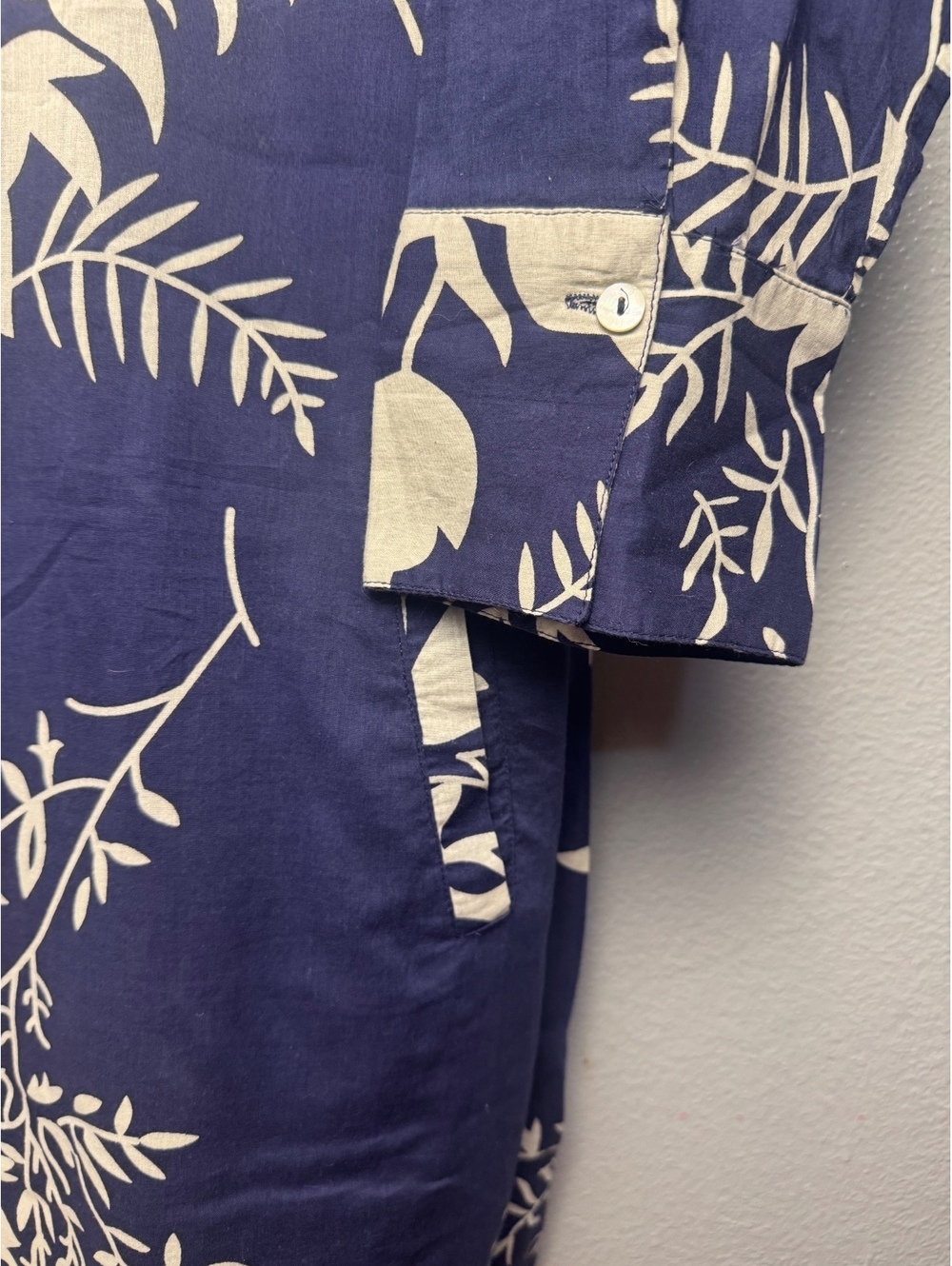 Soft Surroundings Navy Floral Embellished Cotton Tunic Beach Cover Up - Picture 5 of 11